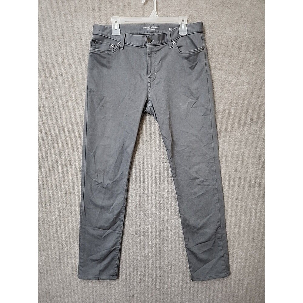 Banana Republic Traveler Pants Mens 33x32 Gray Slim Fit Stretch